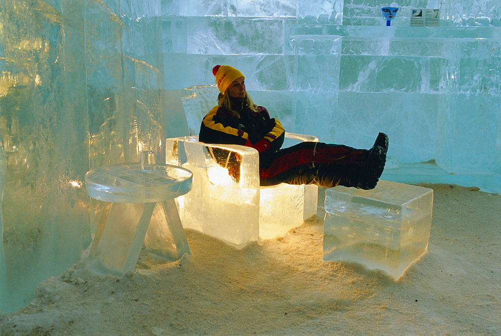 The Ice Hotel, near Kiruna, Jukkasjarvi, Lappland, Sweden, Scandinavia, Europe