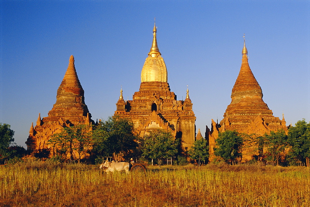 Golden spire on ancient temple in old Bagan (Pagan), Myanmar (Burma)