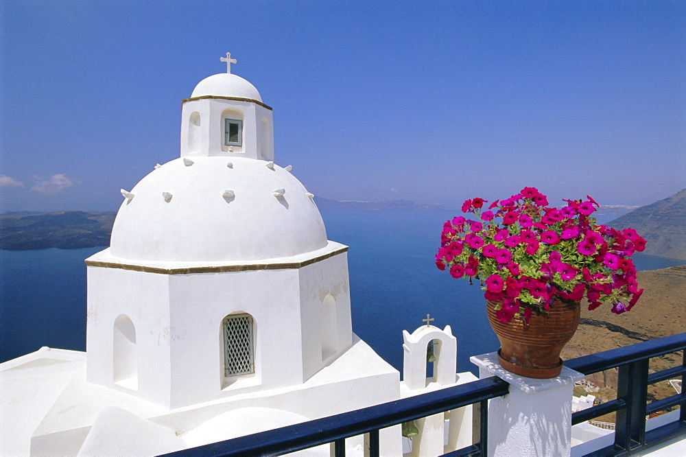 Greek Orthodox church in Thira, Santorini, Cyclades Islands, Greece