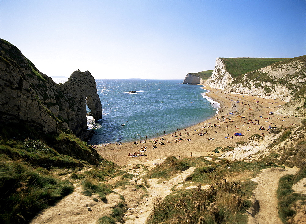 Durdle Door and beach, Dorset, England, United Kingdom, Europe