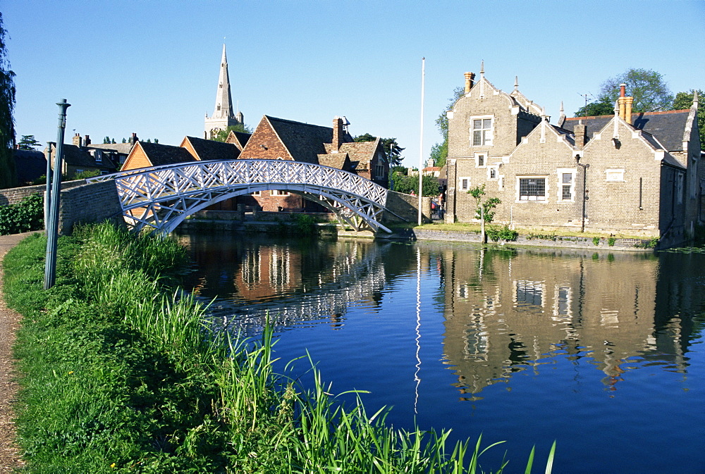 Chinese Bridge on Great Ouse River, Godmanchester Huntingdon, Cambridgeshire, England, United Kingdom, Europe