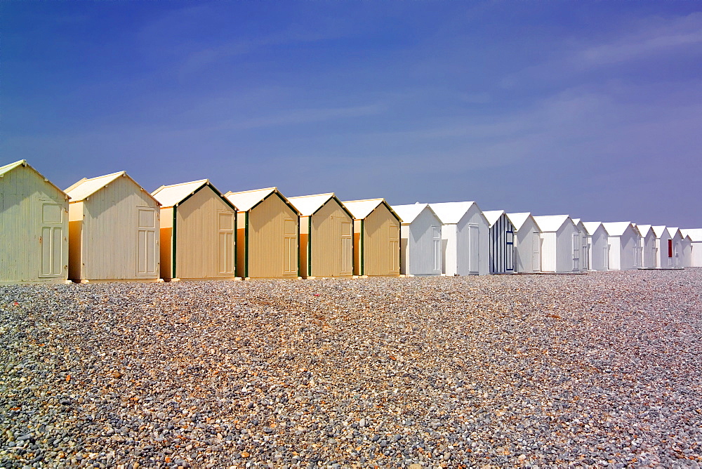 Beach huts, Cayeux sur Mer, Picardy, France, Europe