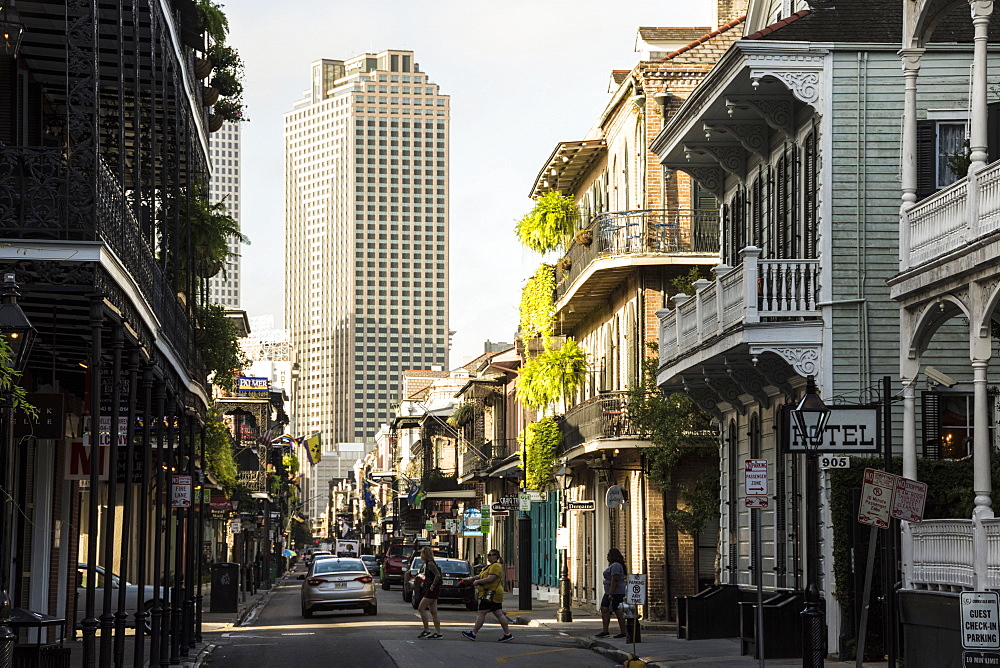 Bourbon Street in French Quarter of New Orleans, Louisiana, United States of America, North America