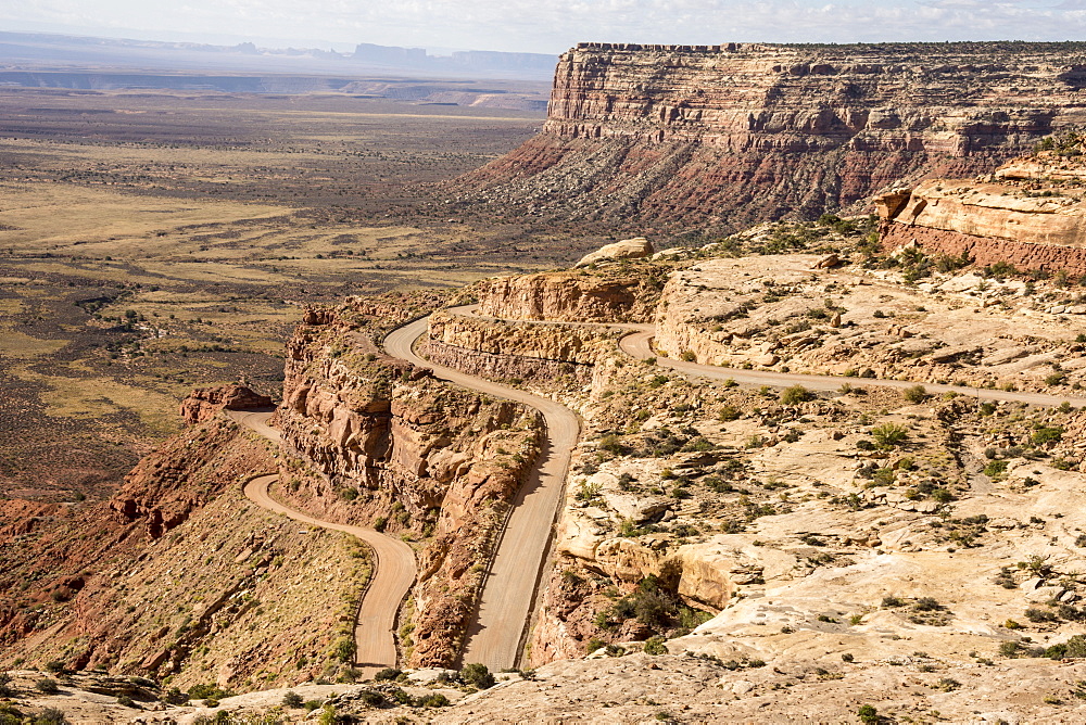 Mokee Dugway switchback dirt road off Cedar Mesa, Mexican Hat, southern Utah, United States of America, North America