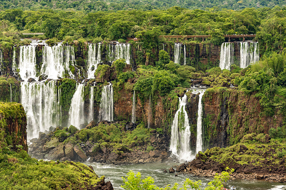 Iguazu Falls, Brazil, looking across to Argentinian falls, UNESCO World Heritage Site, Brazil, South America