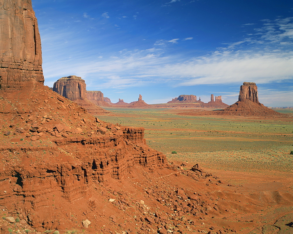 Desert landscape with rock formations in Monument Valley, Arizona, United States of America, North America