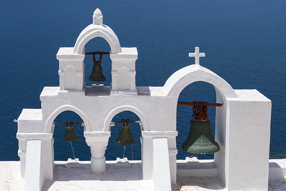 Church bells, Oia, Santorini, Cyclades, Greek Islands, Greece, Europe