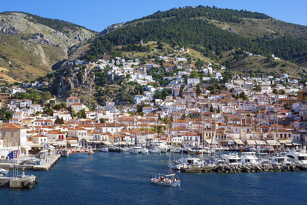 Harbour, Hydra, Saronic Islands, Greek Islands, Greece, Europe