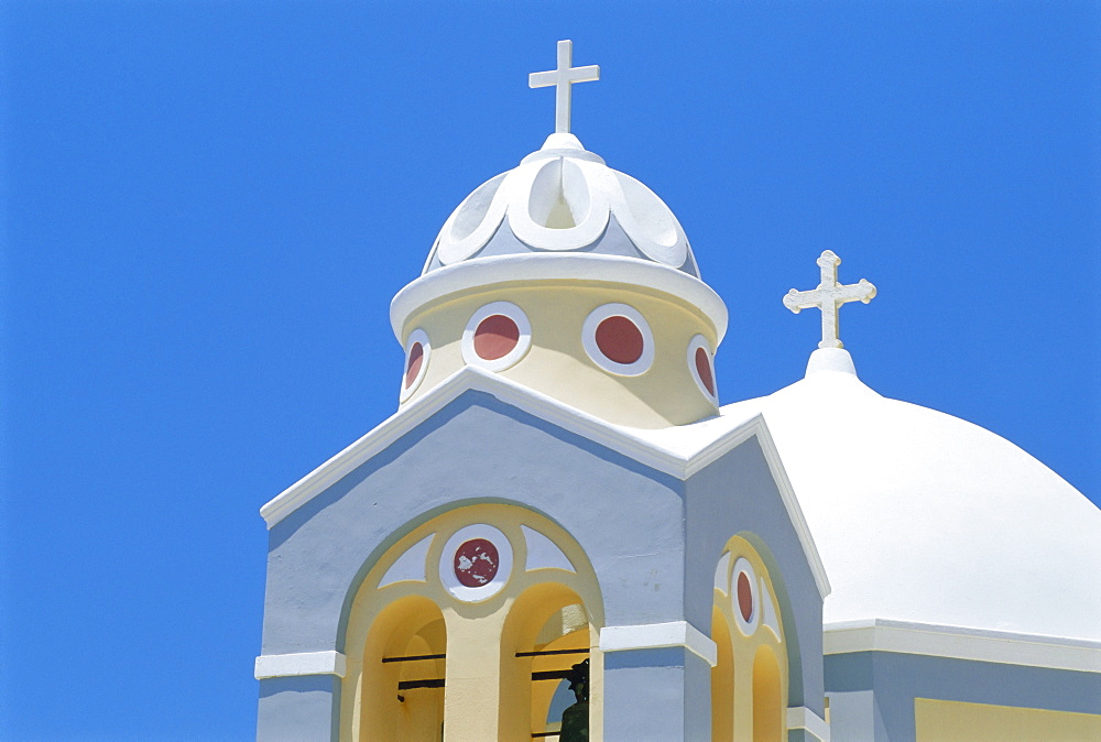 Colorful church, Firostephani, Santorini, Cyclades Islands, Greece, Europe