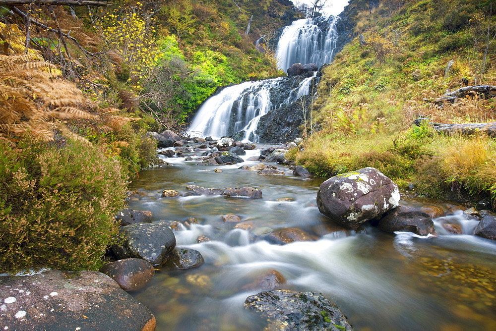 Flowerdale Falls, a waterfall near the village of Gairloch, Torridon, Scotland, United Kingdom, Europe