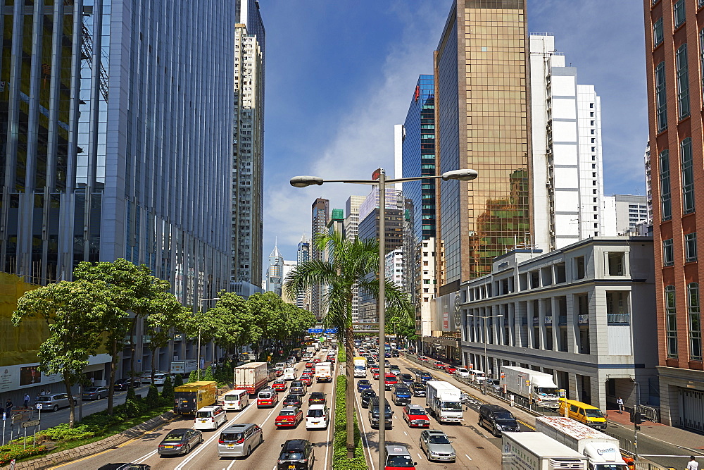 View of business district from Hennessy Road, Wan Chai, Hong Kong, China, Asia