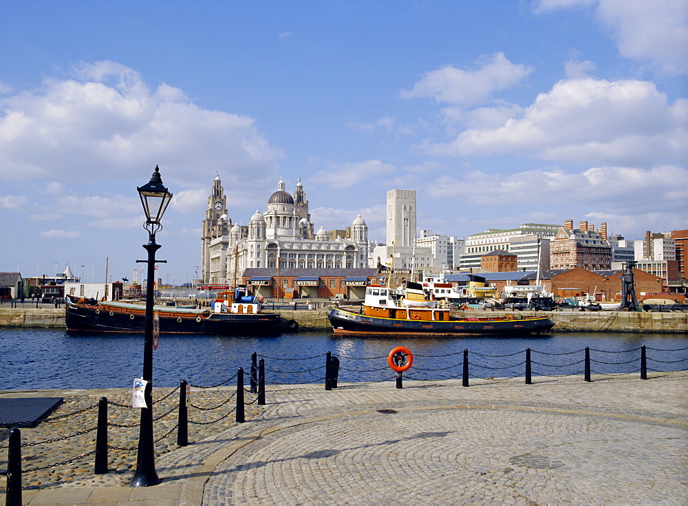 Liver Buildings and Docks, Liverpool, Merseyside, UK *** Local Caption ***