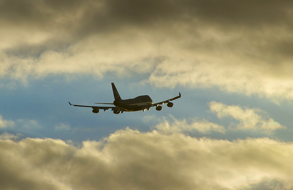 A 747 Jumbo jet takes off from Heathrow Airport, London, England, United Kingdom, Europe