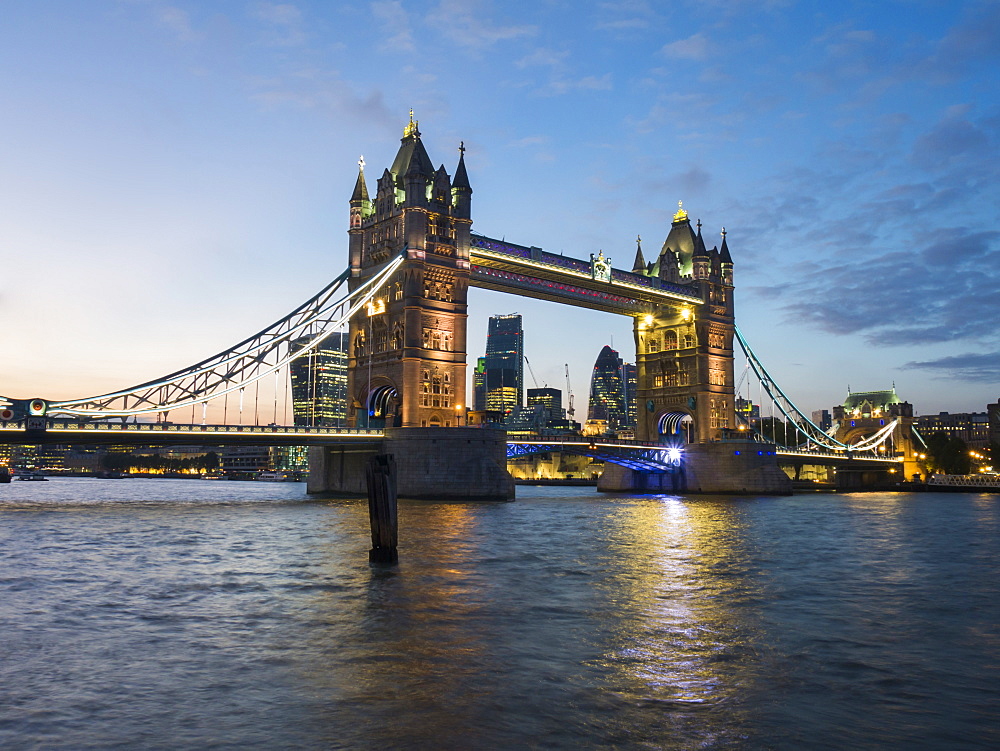 Tower Bridge and River Thames at twilight, London, England, United Kingdom, Europe 