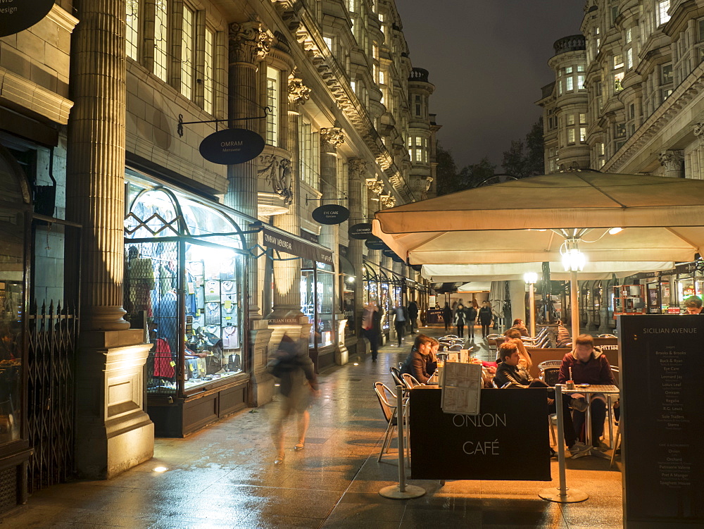 Sicilian Avenue at night, London, England, United Kingdom, Europe