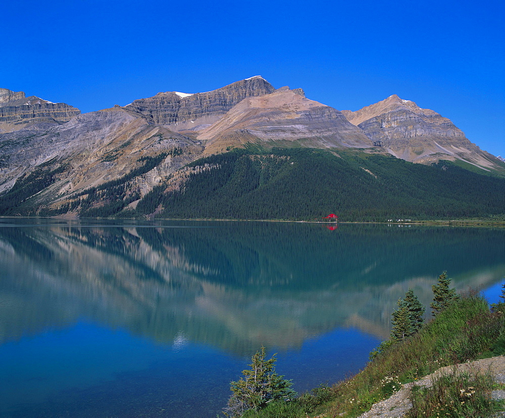 Reflection of the Rockies in Lake Bow, Banff National Park, Alberta, Canada