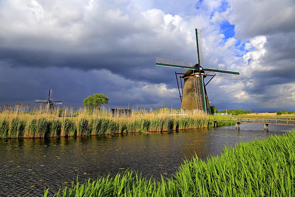 Windmills in Kinderdijk, UNESCO World Heritate Site, South Holland, Netherlands, Europe