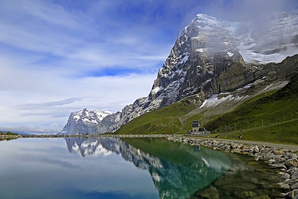 Lake Fallboden, Eiger and Wetterhorn, Grindelwald, Bernese Oberland, Canton of Bern, Switzerland, Europe