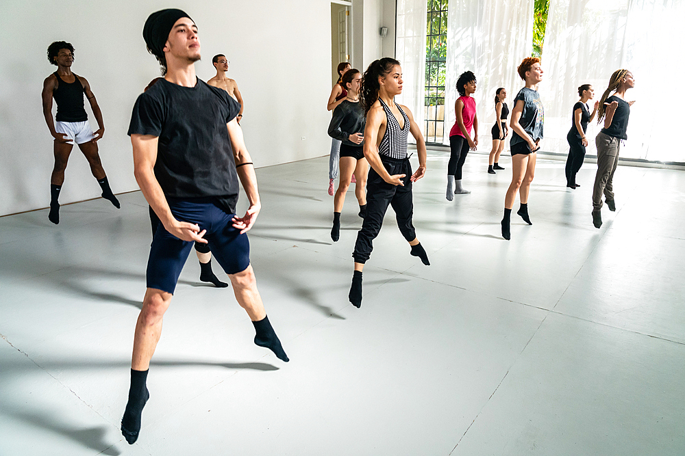 Dancers in rehearsal class of the Mi Compania Ballet Company, Havana, Cuba