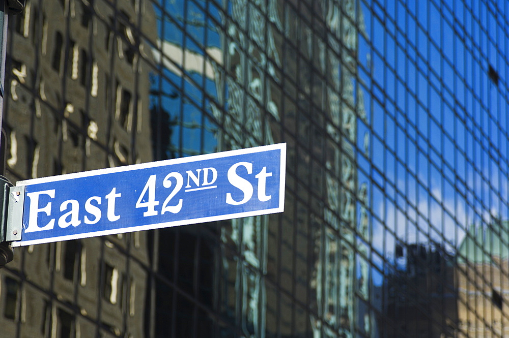 East 42nd Street sign, Manhattan, New York City, New York, United States of America, North America