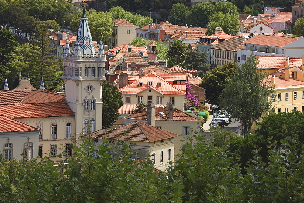 The Town Hall on left, Sintra, UNESCO World Heritage Site, Portugal, Europe