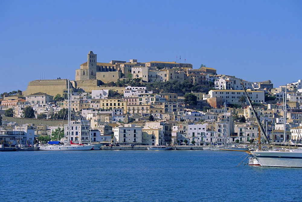 The harbour and Ibiza Town, Ibiza, Balearic Islands, Spain, Europe