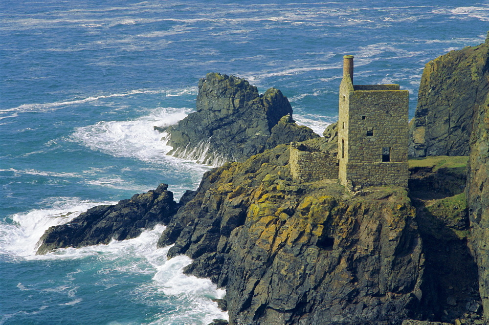 Tin mine on coast, Botallack, Cornwall, England, UK, Europe