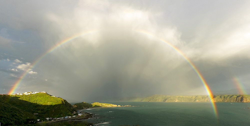 Rainbow over Breaker Bay in Wellington, New Zealand, Oceania