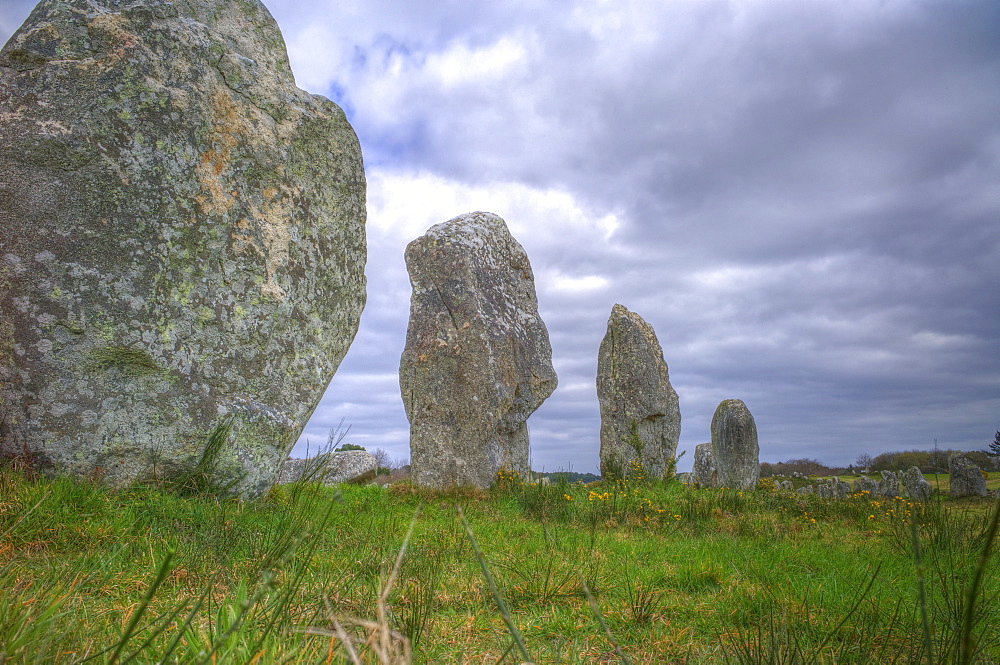 Megalithic stones in the Menec Alignment at Carnac, Brittany, France, Europe