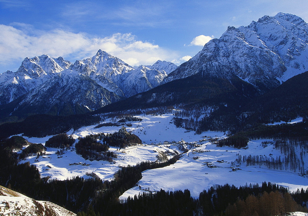 Village of Ftan in the Alps, Engadin, Switzerland