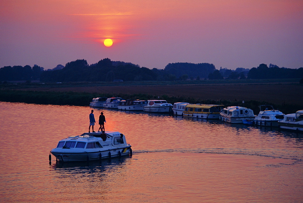 Boating, Acle, Norfolk Broads, Norfolk, England, UK, Europe