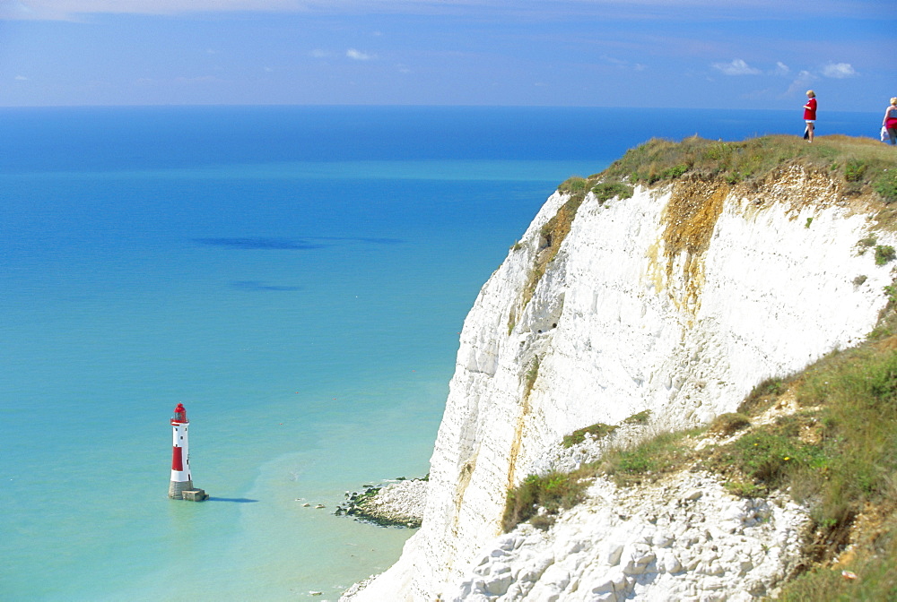 Beachy Head and lighthouse on chalk cliffs, East Sussex, England, UK, Europe