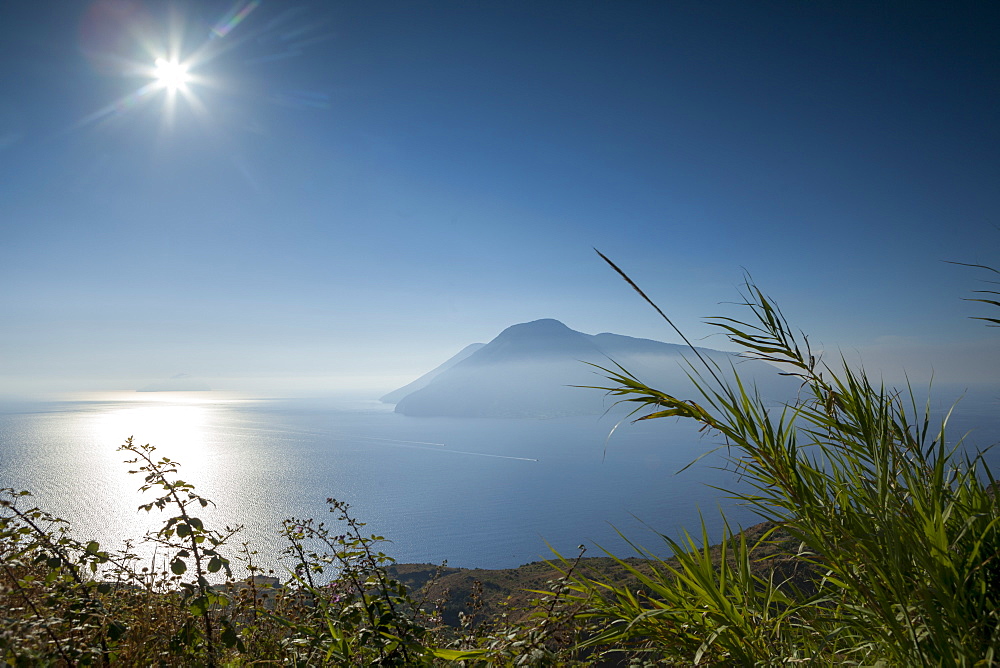 View of Salina from Lipari, Aeolian Islands, Italy, Mediterranean, Europe