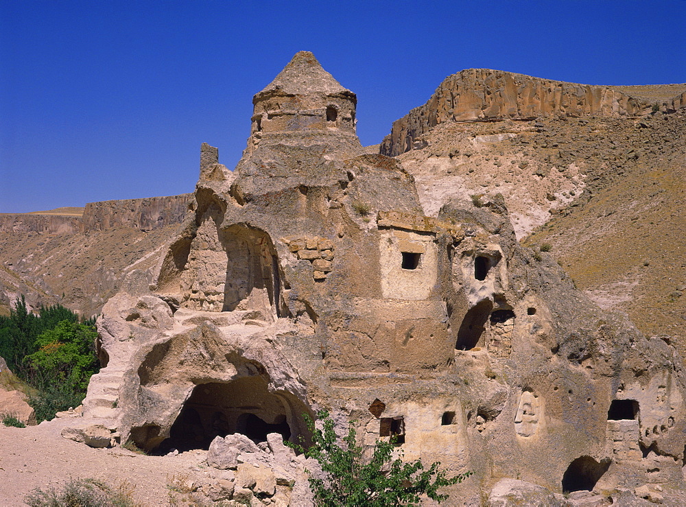 Dome church carved inside and outside from soft stone, in the Soganli Valley in Cappadocia, UNESCO World Heritage Site, Anatolia, Turkey, Asia Minor, Eurasia