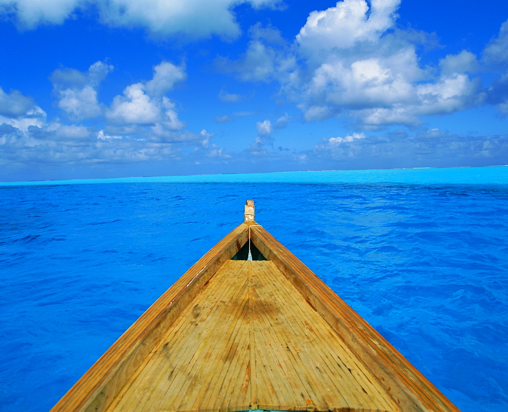 Boat on the Pacific Ocean, Bora Bora, Tahiti, Society Islands, French Polynesia, Pacific