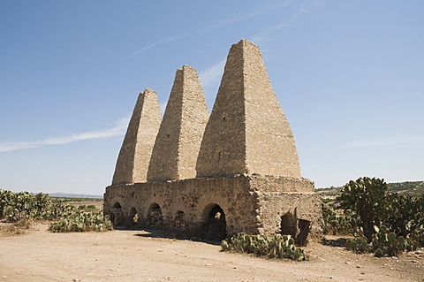 Old kilns for processing mercury, Mineral de Pozos (Pozos), a UNESCO World Heritage Site, Guanajuato State, Mexico, North America