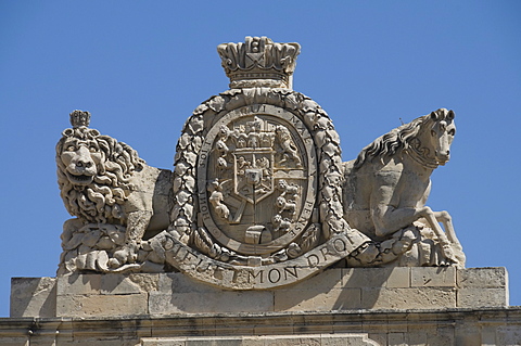 Coat of arms on the Grand Master's Palace, Valletta, Malta, Europe