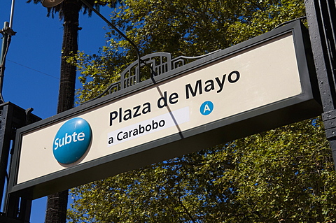 Subway sign, Plaza de Mayo, Buenos Aires, Argentina, South America