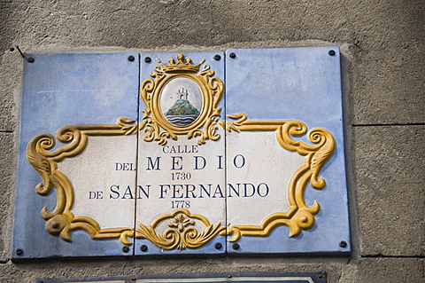 Colourful street sign, Montevideo, Uruguay, South America