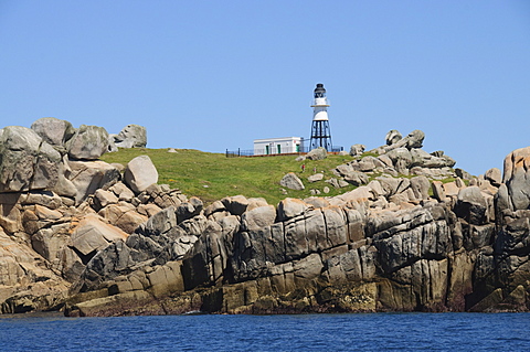 Peninnis Lighthouse on St. Marys, Isles of Scilly, Cornwall, United Kingdom, Europe