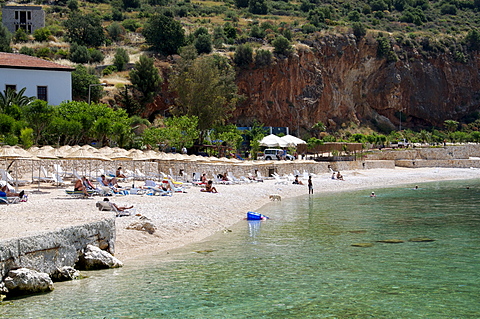 Kalkan public beach, Kalkan, a popular tourist resort, Antalya Province, Anatolia, Turkey, Asia Minor, Eurasia