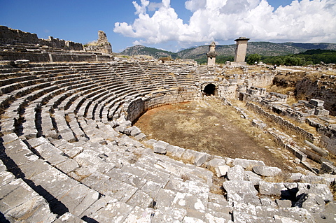 The amphitheatre at the Lycian site of Xanthos, UNESCO World Heritage Site, Antalya Province, Anatolia, Turkey, Asia Minor, Eurasia