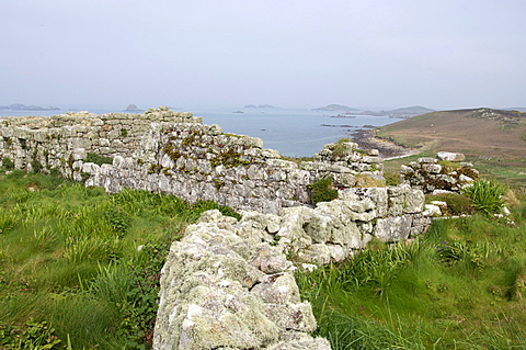 Stone walls, Samson, Isles of Scilly, United Kingdom, Europe