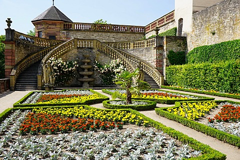 The Princes Garden, Marienberg Fortress, Wurzburg, Bavaria, Germany, Europe