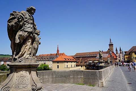 Statues on the Old Main Bridge,Wurzburg, Bavaria, Germany, Europe