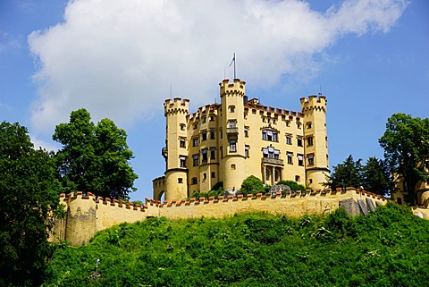 Schloss Hohenschwangau, the former palace of Ludwig the second, at Hohenschwangau village, near Fussen, Bavaria, Germany, Europe