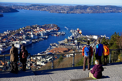 View of Bergen from Mount Floyen, Bergen, Hordaland, Norway, Scandinavia, Europe