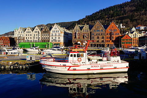 View on the harbour Bergen, Hordaland, Norway, Scandinavia, Europe