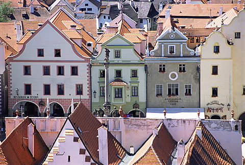 View from the castle of the town square, Cesky Krumlov, UNESCO World Heritage Site, Czech Republic, Europe