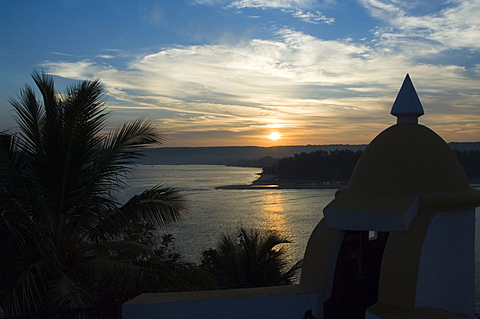 Sunset over the Tiracol River  viewed from Fort Tiiracol, Goa, India